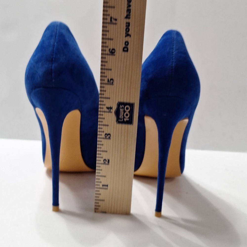 FSJ NWOB Blue Suede Streetwear Night Out Pointed Toe Stiletto Pump Heels Size 7 - Picture 8 of 15
